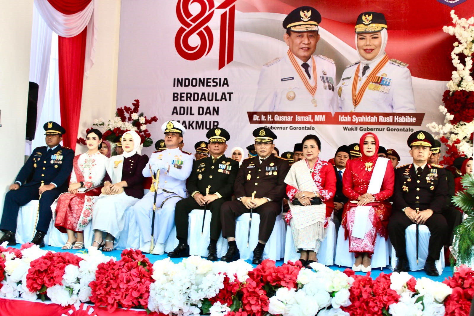 Danrem 133/Nani Wartabone Turut Semarakkan Upacara HUT Ke-81 Kemerdekaan Republik Indonesia Bersama Forkopimda Gorontalo
